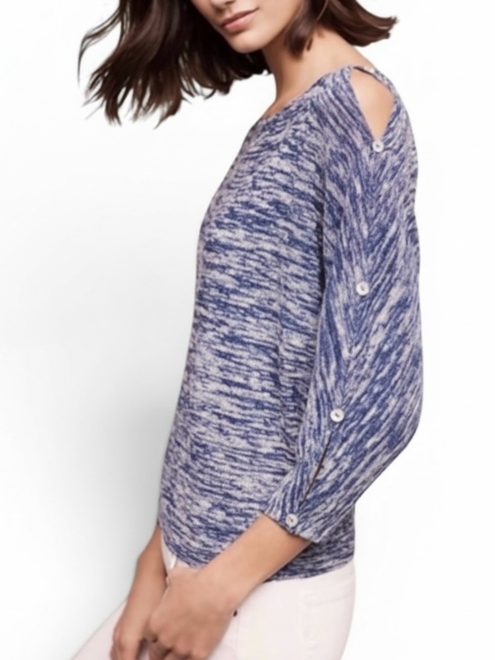 Anthropologie Postmark Malu Dolman Sleeve Sweater XS Petite Blue Marled